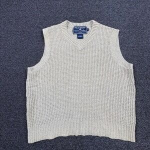 Ralph Lauren Polo Sport Linen Waffle Knit Sweater Vest Womens S  Beige Vintage